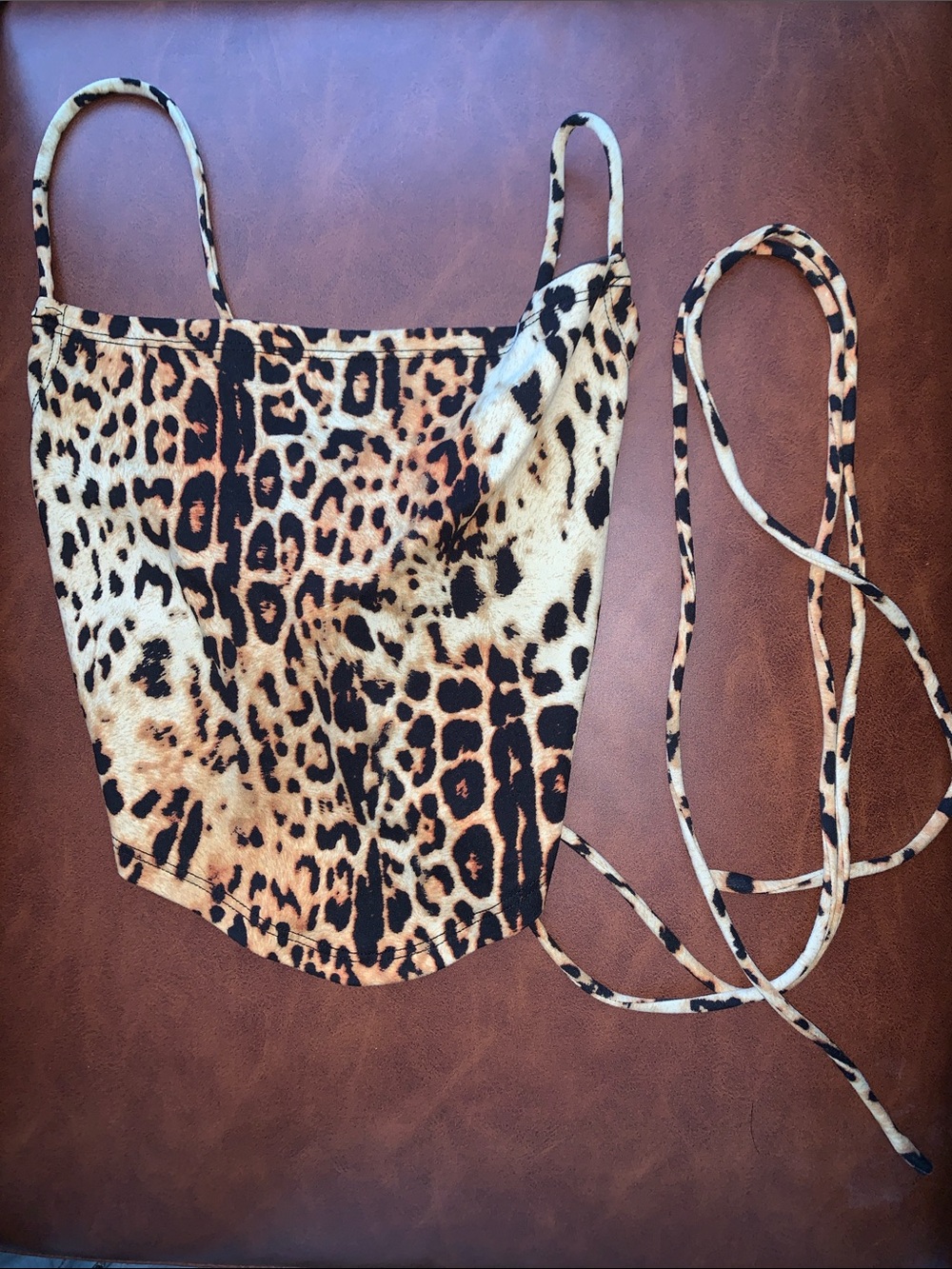 Leopard Print Corset Top with Long Tie Straps